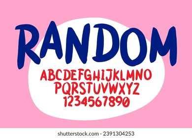Vector of modern playful font and alphabet. Children's font in the cartoon style of "childhood." 