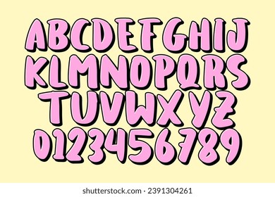 Vector of modern playful font and alphabet. Children's font in the cartoon style of "childhood." 