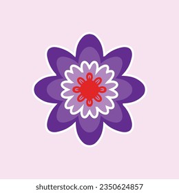 Vector modern playful y2k flower hippie trendy flower card