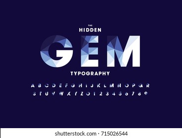 Vector of modern polygonal font and alphabet