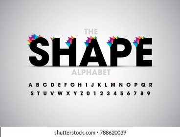 Vector of modern polygonal font and alphabet