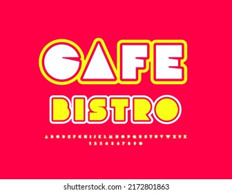 Vector modern poster Cafe Bistro. Artistic Alphabet Letters and Numbers. Stylish Bright Font.