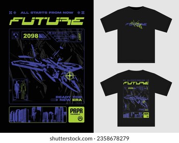 	
Vector modern poster with fighter aircrafts in futuristic style print for tshirt