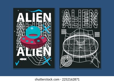 vector modern posters, street wear, with 90s style cyber punk, retro futurism. shape, ornament design stylish print for streetwear, print for t-shirts and hoodies, isolated on black, and dark backgrou