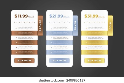 Vector modern pricing table design template