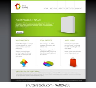 Vector Modern product homepage  template - Green version