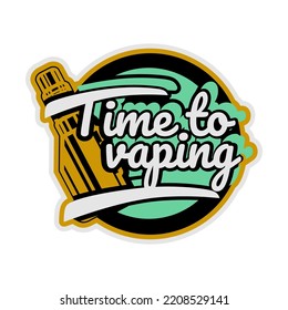 Vector modern professional logo vape emblem yellow color and blue color