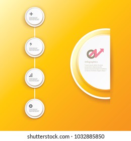  vector modern progress white paper banners set with options or steps on orange background . Can be used for business infographics, timelines,  numbered banners , graphic or website layout 