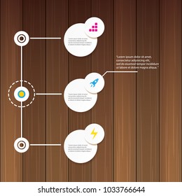 vector modern progress white paper banners set with options or steps on wooden background . Can be used for business infographics, timelines, numbered banners , graphic or website layout