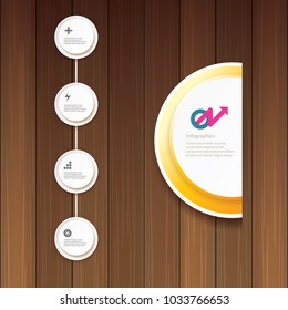 vector modern progress white paper banners set with options or steps on wooden background . Can be used for business infographics, timelines, numbered banners , graphic or website layout