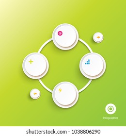 vector modern progress white paper banners set with options or steps on green background . Can be used for business infographics, timelines, numbered banners , graphic or website layout