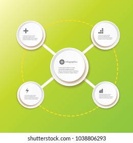 vector modern progress white paper banners set with options or steps on green background . Can be used for business infographics, timelines, numbered banners , graphic or website layout