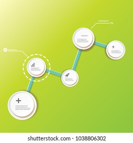 vector modern progress white paper banners set with options or steps on green background . Can be used for business infographics, timelines, numbered banners , graphic or website layout