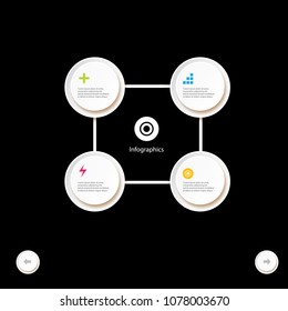 vector modern progress white paper banners set with options or steps on black background . Can be used for business infographics, timelines, numbered banners , graphic or website layout