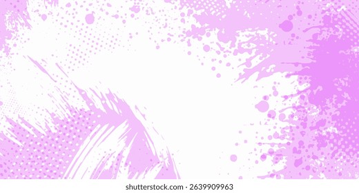 Vector modern purpel paintbrush grunge with halftone dots pattern texture	