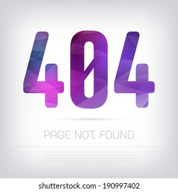 Vector modern purple 404 page design with colorful trendy and modern polygonal texture