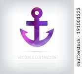 Vector modern purple anchor icon with colorful trendy and modern polygonal texture