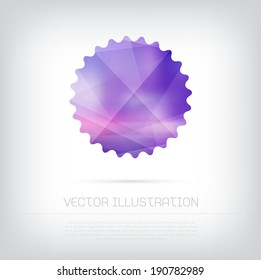 Vector modern purple web badge / label with colorful polygonal texture