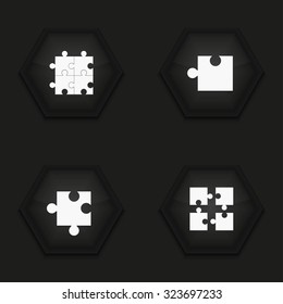 Vector modern puzzle  icons set on background