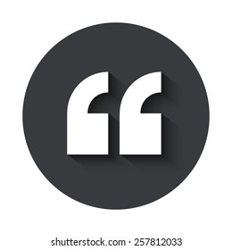 Vector modern quote gray circle icon on white background