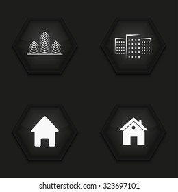 Vector modern real estate  icons set on background