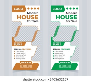 Vector modern real estate roll up banners x roll up banner design template