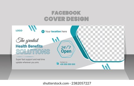 Vector modern realistic medical healthcare service face book cover design.