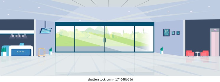 Vector of a modern reception area lobby of a contemporary hotel hall