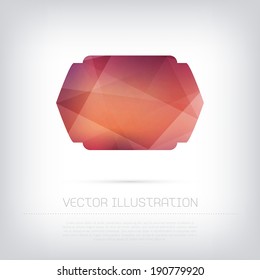 Vector modern red banner / badge with colorful polygonal texture