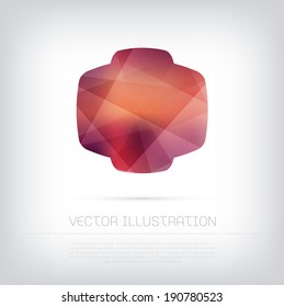 Vector modern red banner / badge with colorful polygonal texture