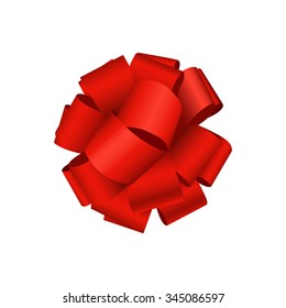 Vector modern red bow on white background. gift wrap or wrapping paper