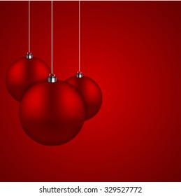 Vector modern red christmas balls background. Xmas invitation card. Eps10