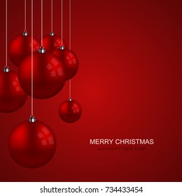 Vector modern red christmas balls creative background