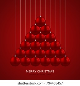 Vector modern red christmas balls creative background