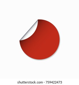 Vector modern red circle sticker with shadow.