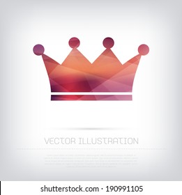 Vector modern red crown icon with colorful trendy and modern polygonal texture