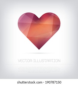 Vector modern red heart icon with colorful polygonal texture