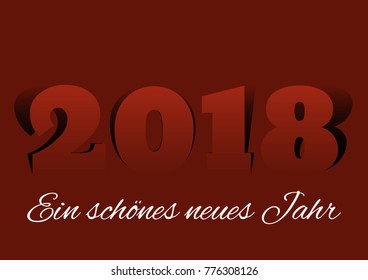 Vector modern red minimalistic Happy new year card for 2018 with main big numbers, german text - cuted paper effect