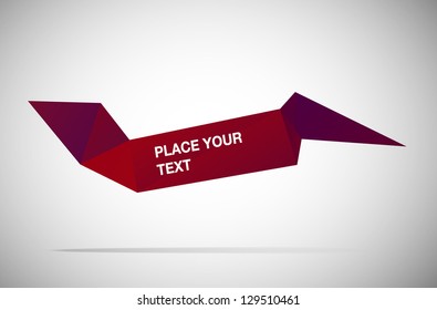 Vector modern red origami ribbon / banner / tag