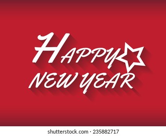 Vector Modern red simple Happy new year 2015 card with a long shadow effect .Vector/illustration. 
