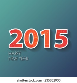 Vector Modern red simple Happy new year 2015 card with  shadow effect .Vector/illustration. 