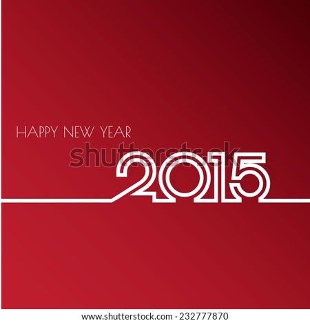 Vector Modern red simple Happy new year 2015 card with a long shadow effect .Vector/illustration.