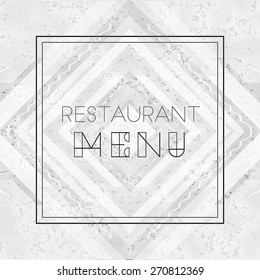 Vector modern restaurant menu cover template on white marble background. High quality design element