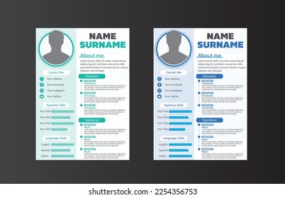 vector modern resume or cv template