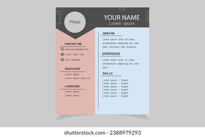 Vector modern resume portfolio or cv template
