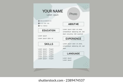 Vector modern resume portfolio or cv template