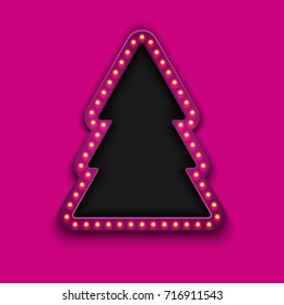 Vector modern retro billboard and christmas tree background with place for your text