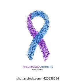 Vector modern rheumatoid arthritis awareness circles desigen. Purple and blue ribbon isolated on white background