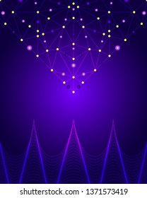 vector modern ripple wave and geometric network connection lines for brochure banner and publication