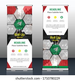 Vector modern roll Up Banner stand design for business, finance. Brochure for exhibition, fair, show, fest.
